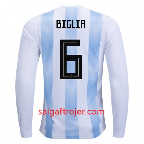 Argentina Fodboldtrøjer Biglia 6 Hjemmebanesæt VM 2018 Langærmet Argentina Fodboldtrøjer Biglia 6 Hjemmebanesæt VM 2018 Langærmet